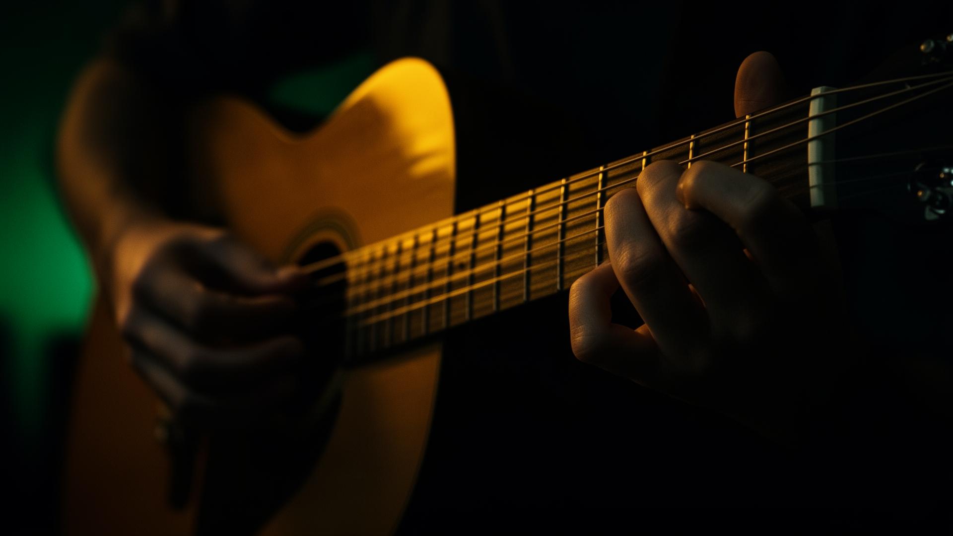Mãos tocando violão